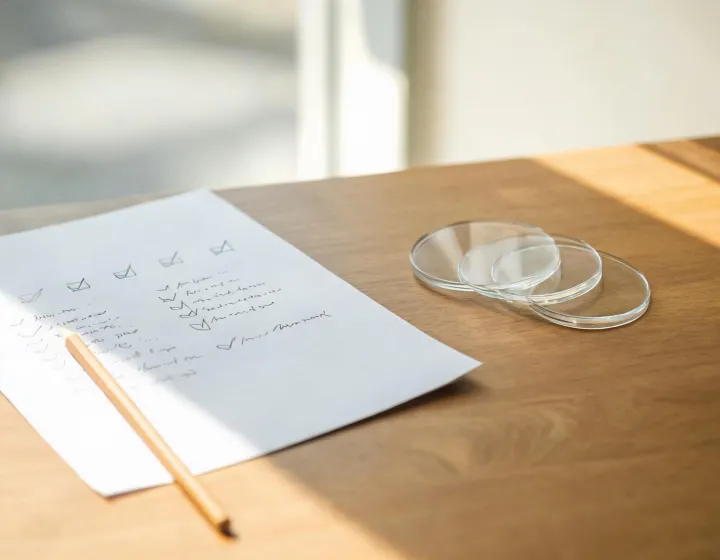 Desk review of unlabeled lenses and a written sourcing brief