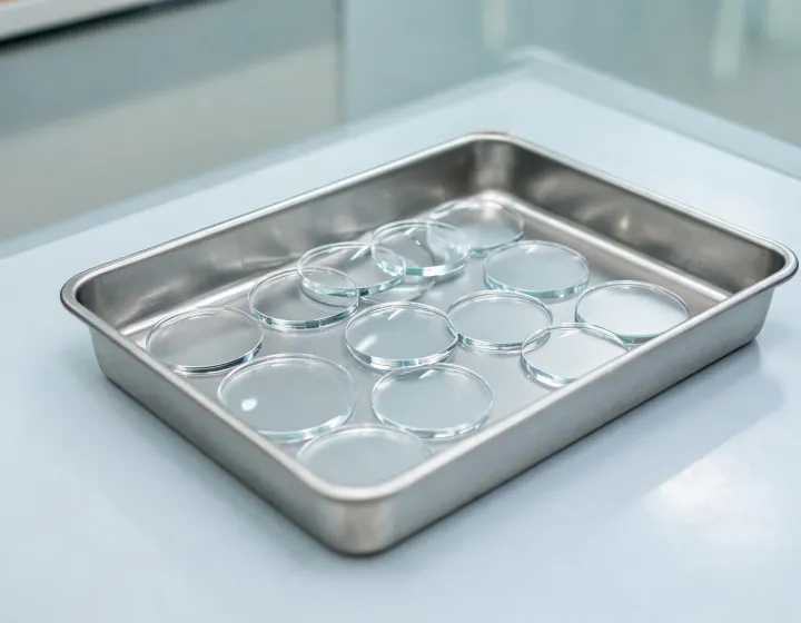 Coating tray with unlabeled lenses ready for an anti glare quote brief